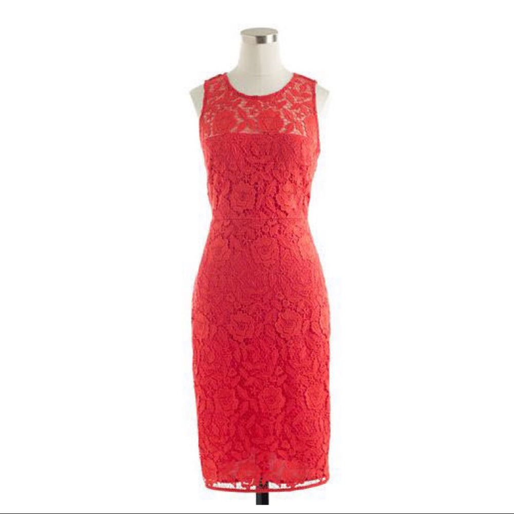 J. Crew Lace Sheath Dress, Poppy, Size 12.
